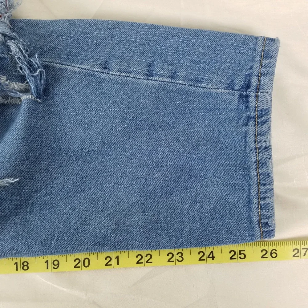 Old Navy Womens Size 10 High Rise OG Straight Distressed Jeans Medium Wash Denim - Picture 7 of 10